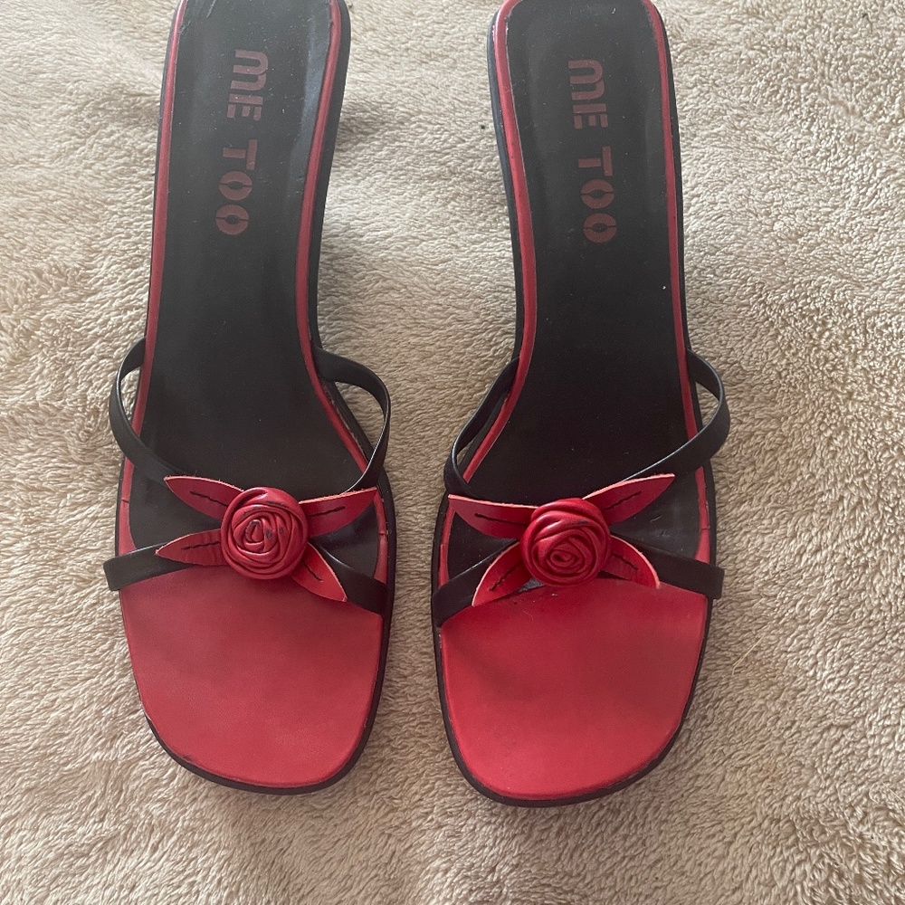RED and  BLACK kitten heel.